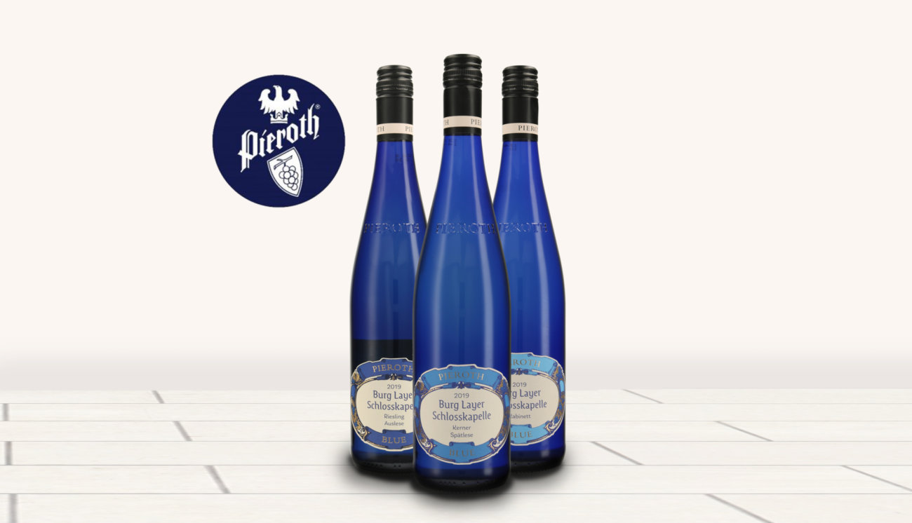 Distinctive Pieroth Blue Wine Bottles Redesigned OI