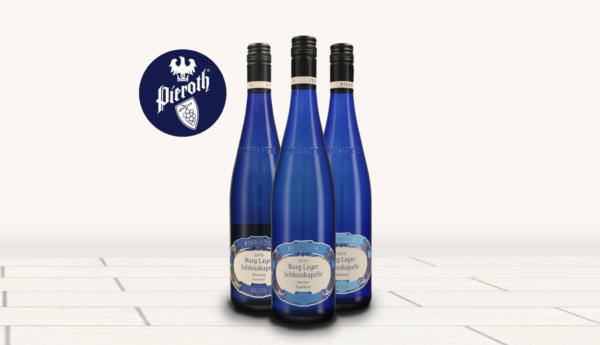 Distinctive Pieroth Blue Wine Bottles Redesigned